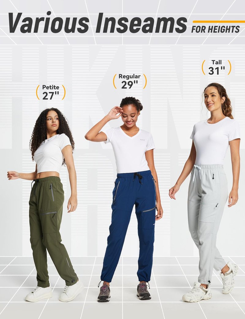 baleaf Travel Pants Women Hiking Long Tall Lightweight Quick Dry Water Resistant Cargo Pants 31'' Trip 31''-Army Green XS