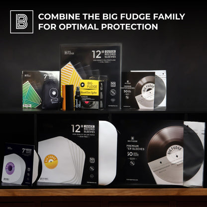 Big Fudge 50x Vinyl Record Inner Sleeves - Round Corners for 12" Records - Vinyl Record Sleeves in Heavyweight & Acid Free Paper - Protective LP Album Cover - White