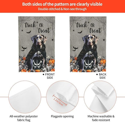 Halloween Labrador Black Dog Bat Pumpkin Garden Flag Welcome Party Outdoor Outside Decorations Picks Home House Garden Yard Decor 12x18 Inch