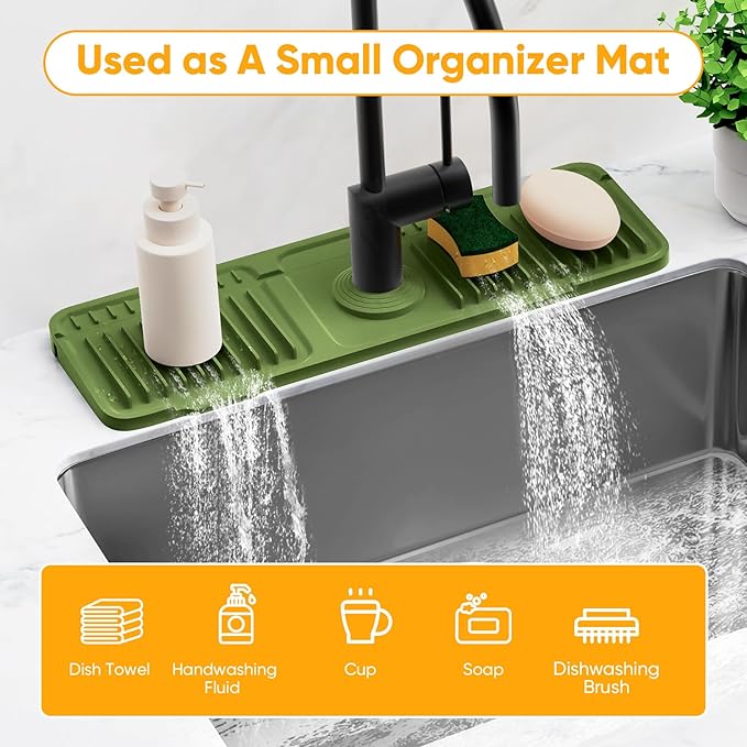 17.7'' Faucet Mat for Kitchen Sink Splash Guard Folding Kitchen Sink Faucet Mat