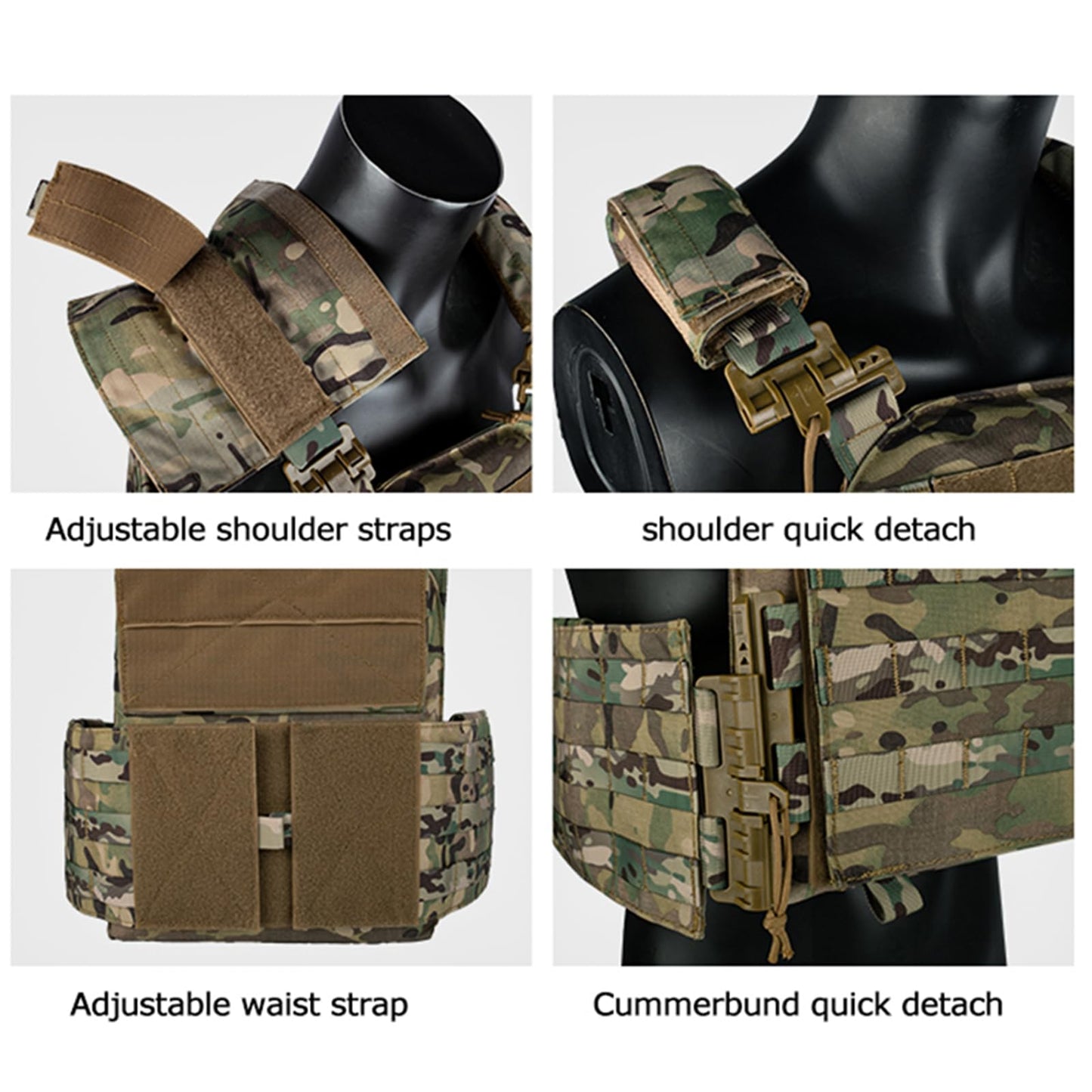 vAv YAKEDA Tactical Outdoor Vest Quick Release Adjustable Hunting Vest with PALS Molle System (US, Alpha, One Size, Regular, Regular, Mud Color)