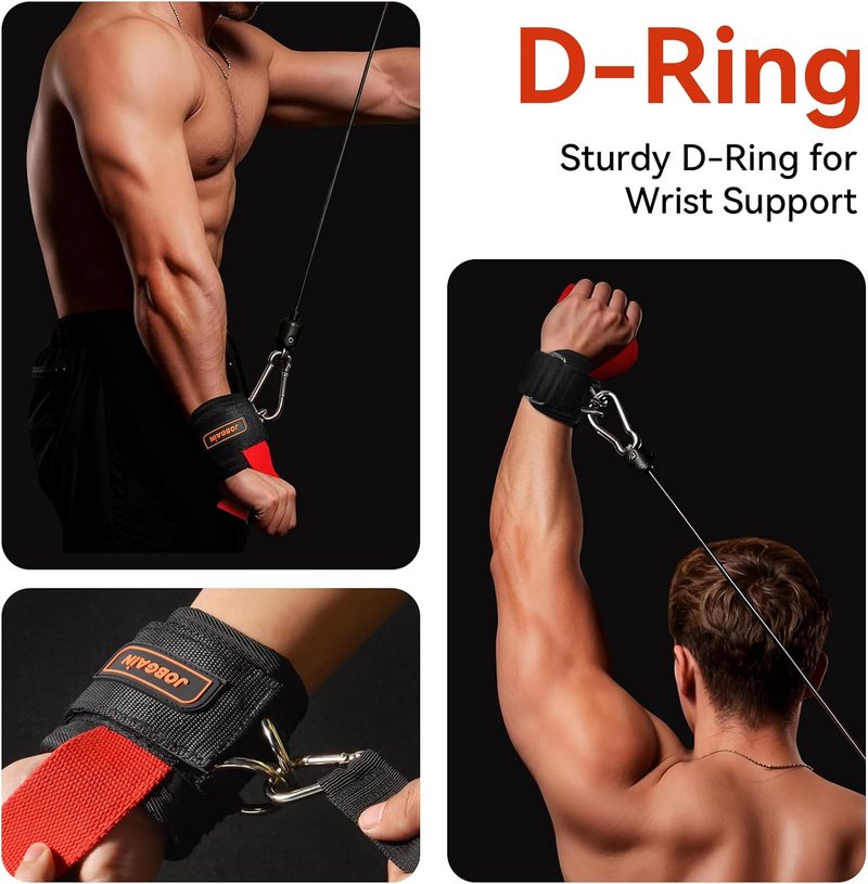 Weight Lifting Straps - Neoprene Padded D-Ring Wrist Support for Cable Machine Workouts | Non-Slip Design for Men & Women