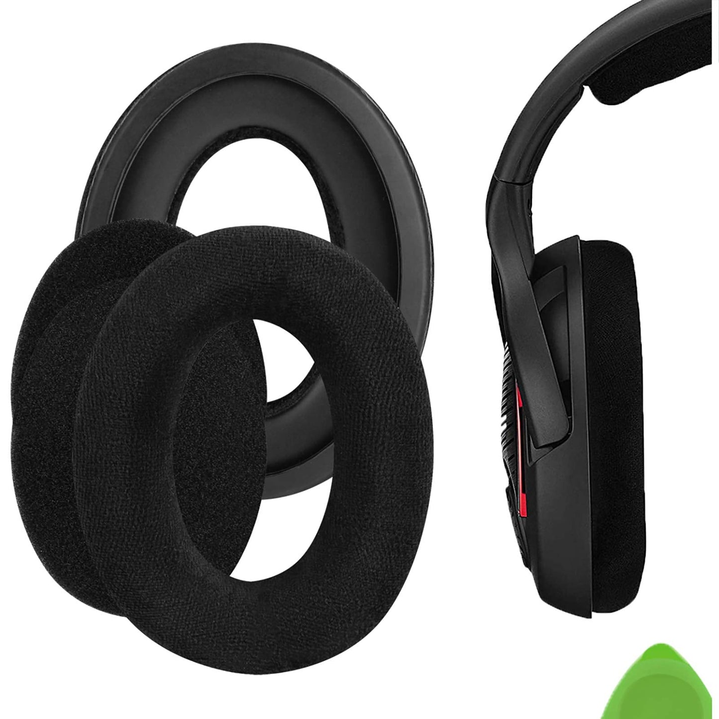 Geekria Comfort Velour Replacement Ear Pads Compatible with Sennheiser Game ONE, PC360, PC363D, PC373D Headphones Ear Cushions, Repair Parts with Video Guide (Black)
