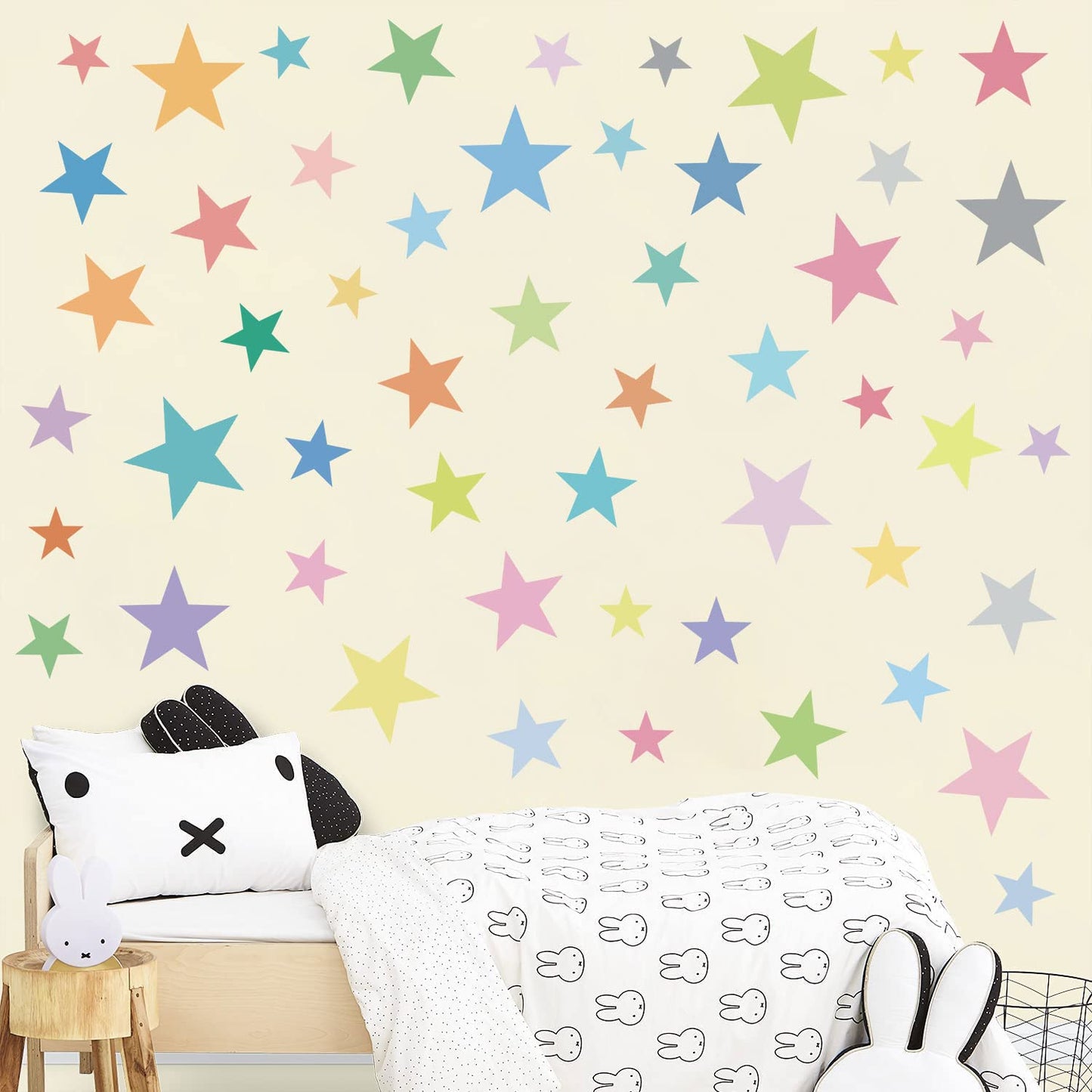 Supzone 165Pcs Colorful Boho Star Wall Decals Rainbow Colors DIY Vinyl Wall Art Sticker for Kids Baby Nursery Bedroom Playroom Kindergarten