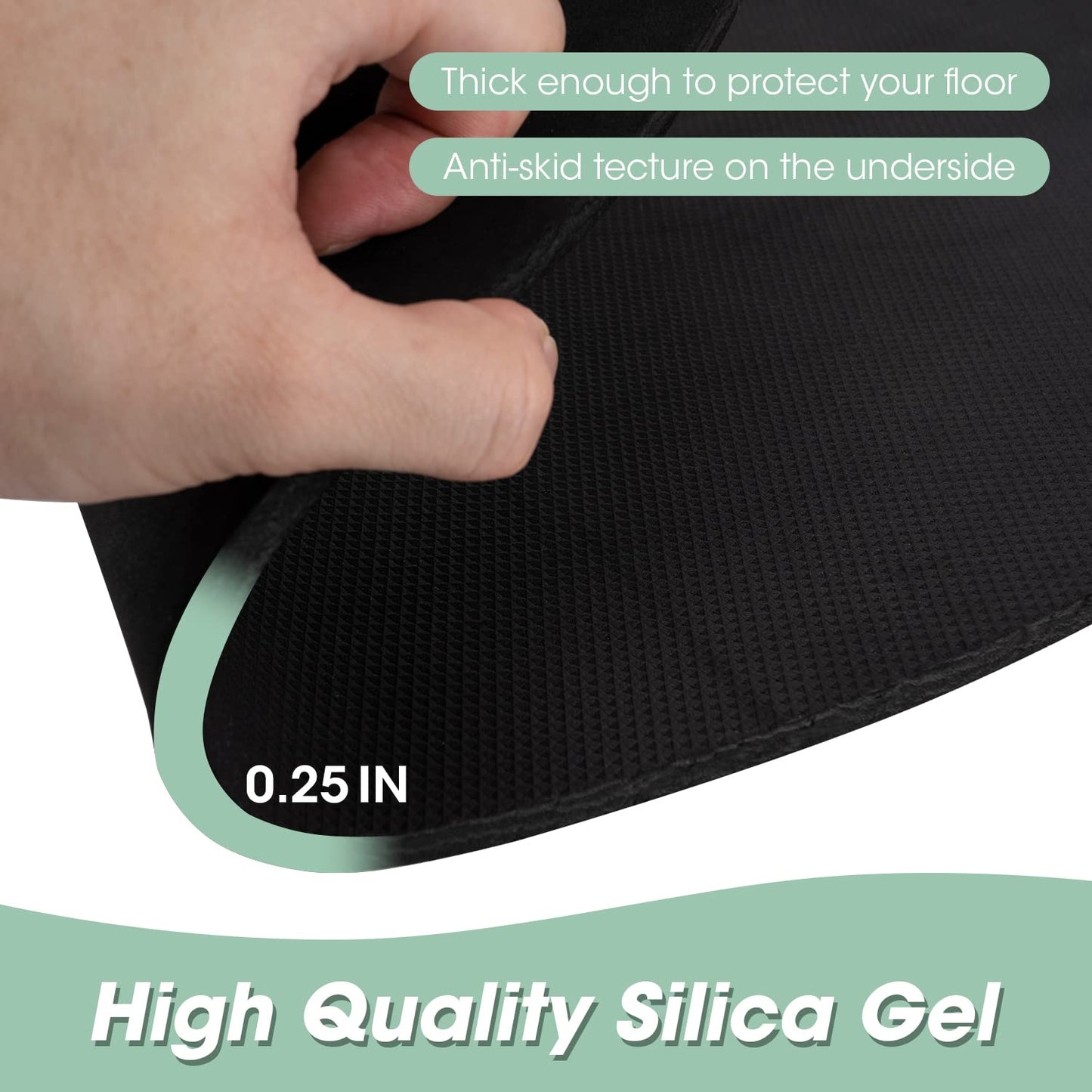 Recliner Pads for Hardwood Floors - Round Floor Rubber Mat for Recliners Protects Hardwood & Tile Floors from Scratches,Round Rail pad Ideal for Recliners, Swivel Chairs, Black, Pack of 1