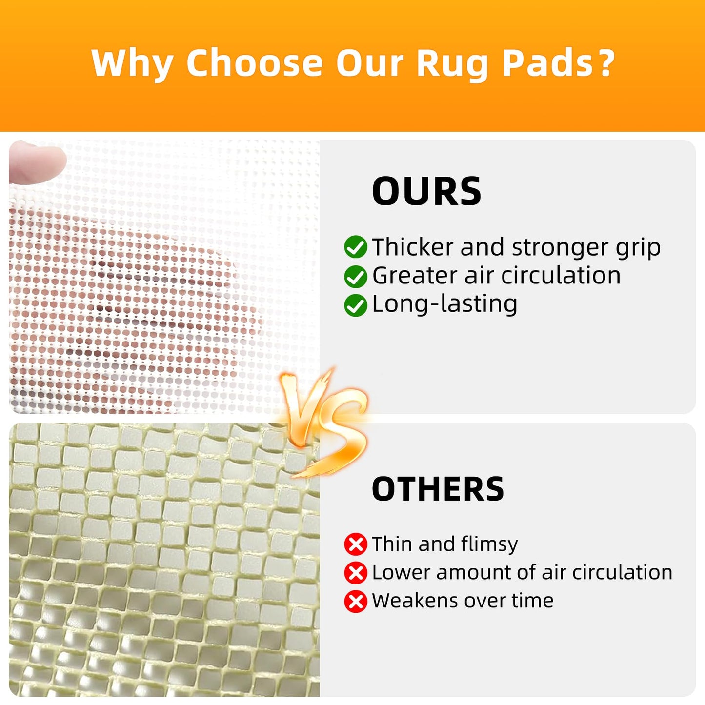 Hagzojler Non Slip Rug Pads Premium PVC Prevents Carpet Slippage Large Size Rug pad Easy Cut-to-Size Perfectly Fits Wood Floors Ceramic Tiles and Smooth Surfaces (4'×6')