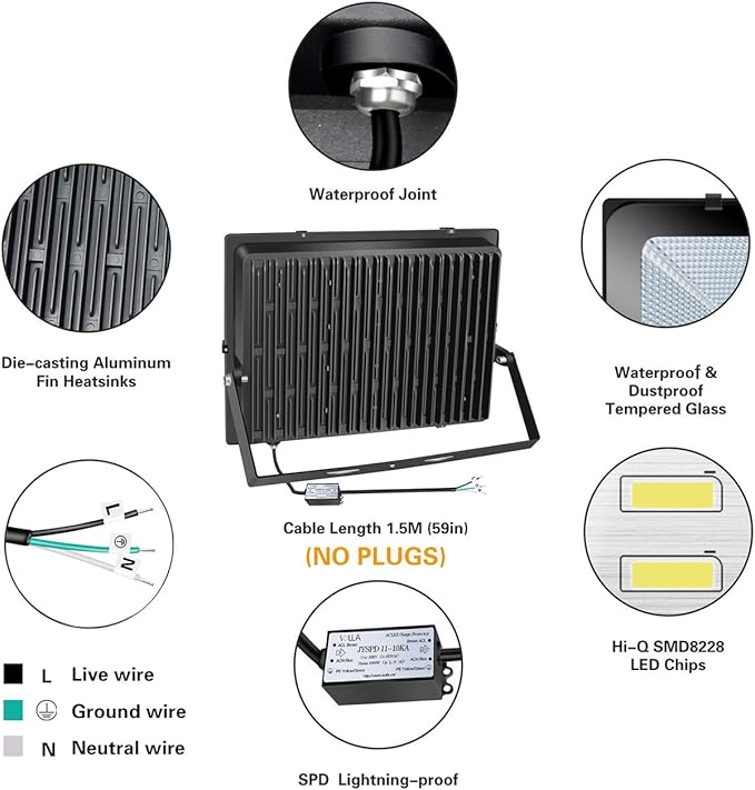 600W LED Stadium Flood Light Outdoor, 3300W Equivalent, 48000LM Super Bright LED Exterior Arena Light, IP66 Waterproof, 6000K Daylight White, Commercial Lighting for Sports Fields and Counts