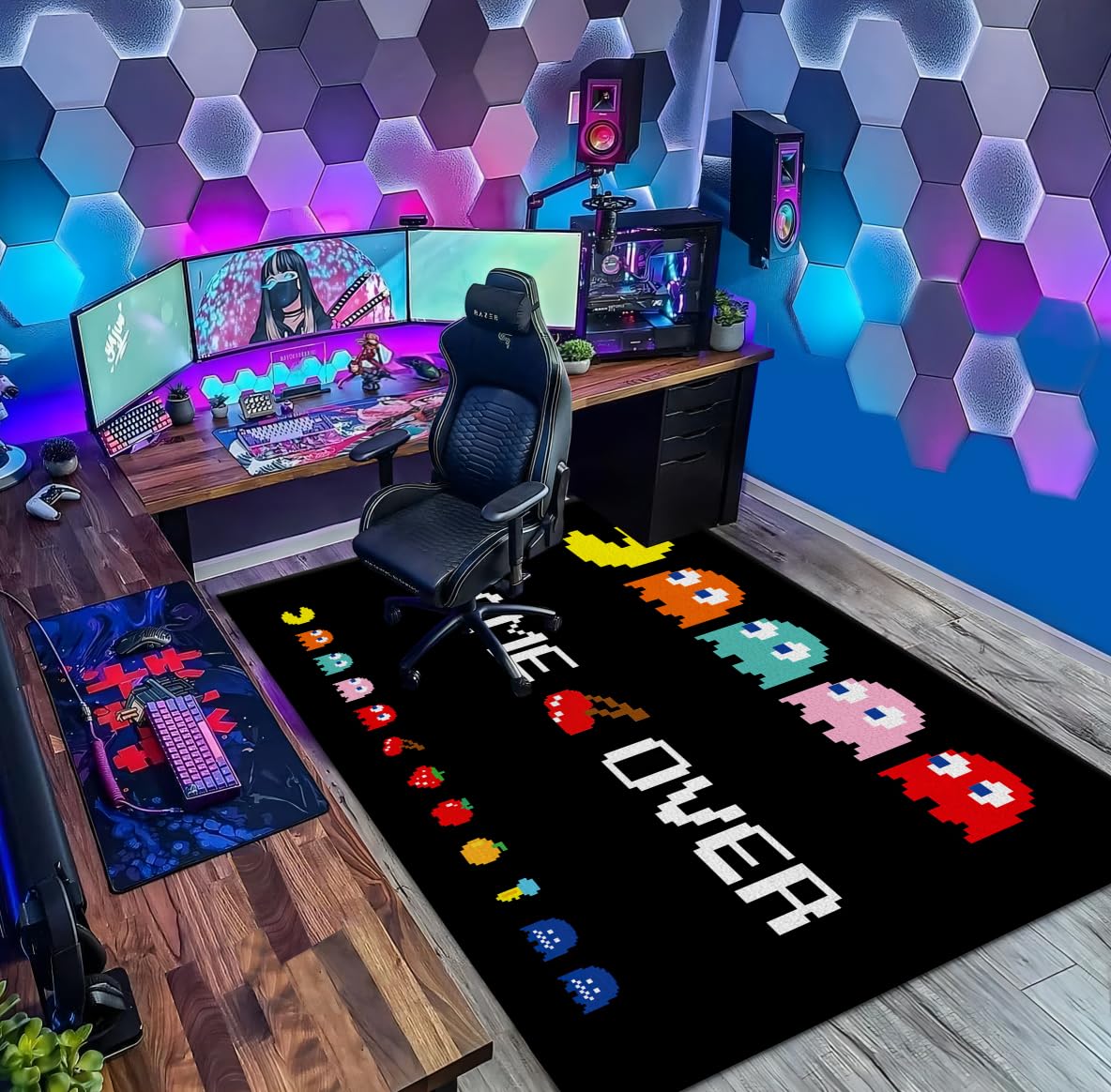 Classic Arcade Games Rug Retro 90s Arcade Theater Style Popular Game Room Area Rug for Living Room Playroom Decor Carpet Modern Fun Game Rug 3.3' x 5'