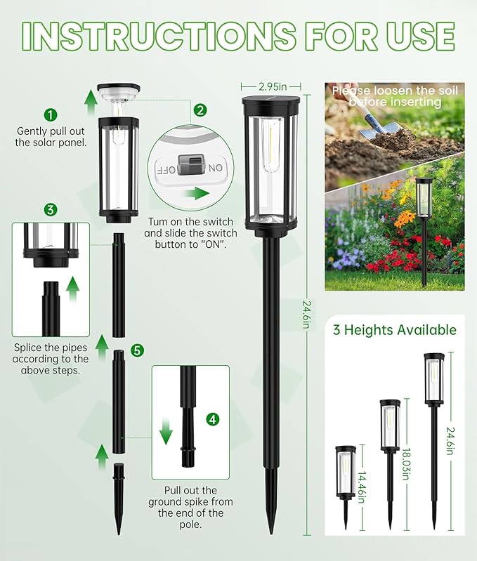 Solar Pathway Lights Outdoor, 4 Pack Bright Solar Powered Garden Lights Waterproof IP65, Long Lasting Outdoor Light for Yard Garden Walkway Landscape Lawn Patio