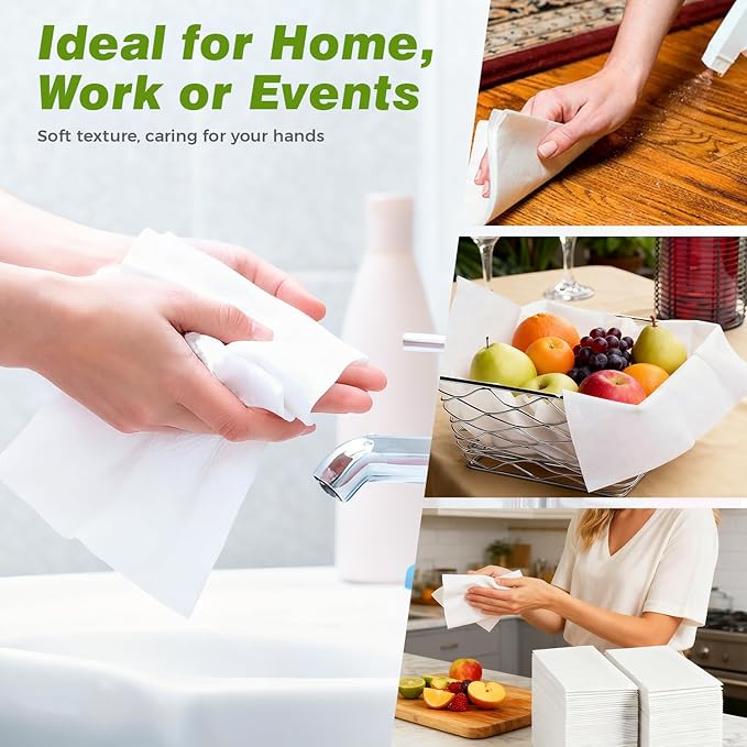 600 Pack Disposable Bathroom Hand Towels Super Value Bulk, Linen-Feel Absorbent