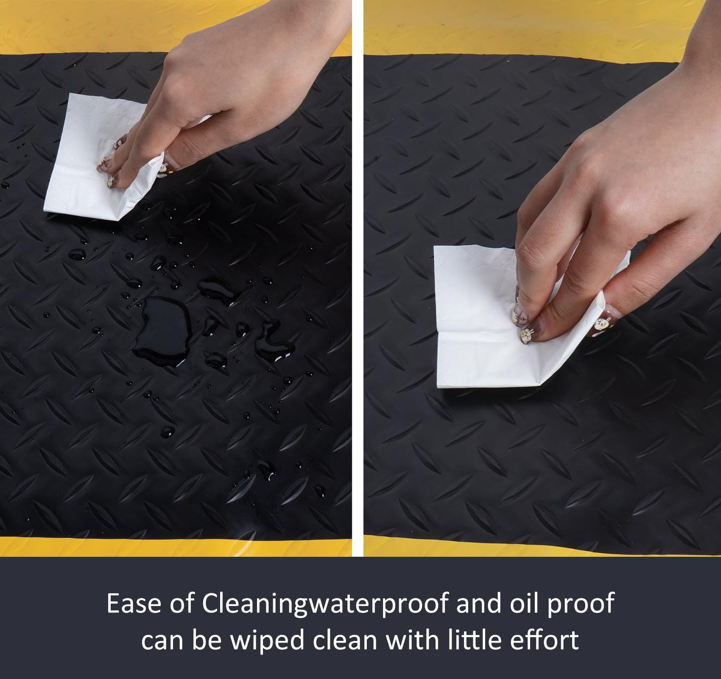Nisorpa Anti Fatigue Mat Industrial, 20"x 60" Ergonomic Standing Mat with Safety Yellow Border, PVC Foam Commercial Cushion Floor Mats for Garage, Workplace, Shop