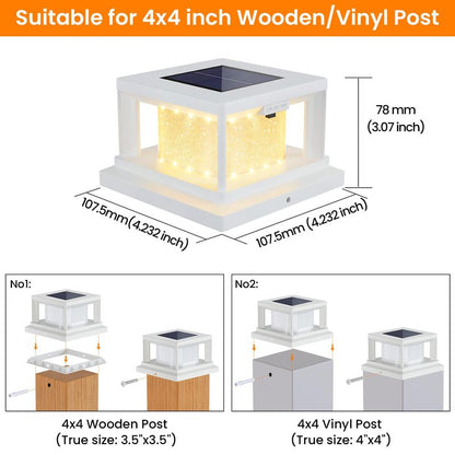 Mlambert 8 Pack Solar Post Lights Outdoor, 2 Modes LED Fence Cap Light for 4x4 Post, Waterproof Deck Light Patio Garden Decor, Warm/Cool White, White