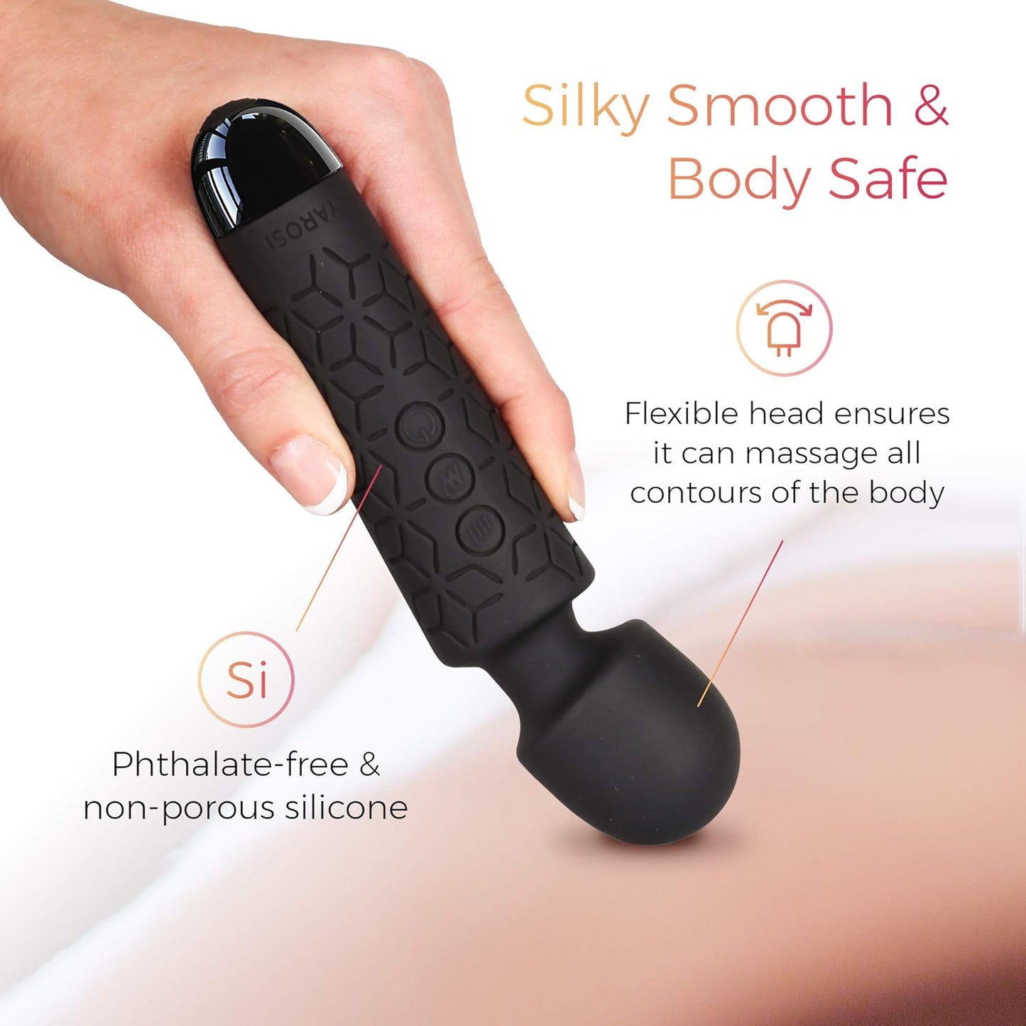 Yarosi Micro Personal Massage Wand Smallest Strongest Handheld Cordless Massager, Strong Powerful Compact Perfect For Travel, Magic Stress Away, All Body Back Legs Hand Pains Sports Recovery