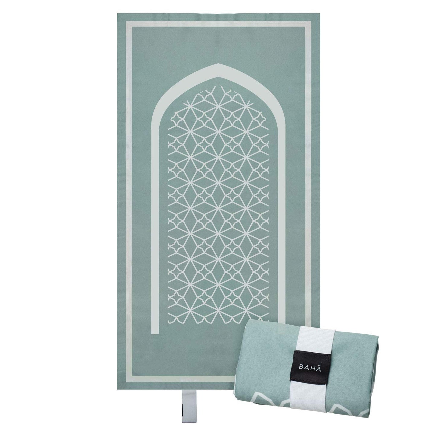 BAHĀ Portable Prayer Mat | Travel Prayer Mat, Foldable Prayer Rug for Muslims, Perfect Muslim Gift (Moss Green)