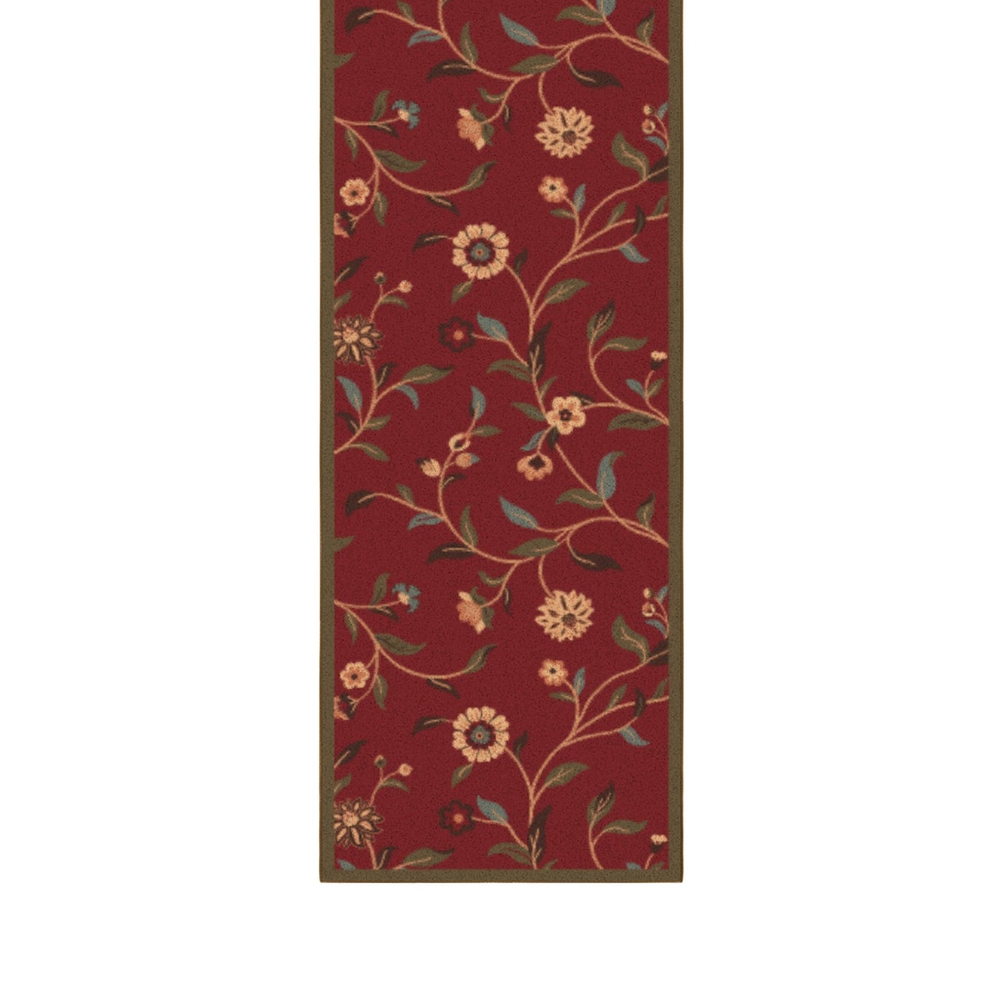 Ottomanson Accent Rug – Non Slip Low Pile Small Rug for Entryway, Bedroom, Bedside & Coffee Table Areas, 2'7" x 4', Floral Red
