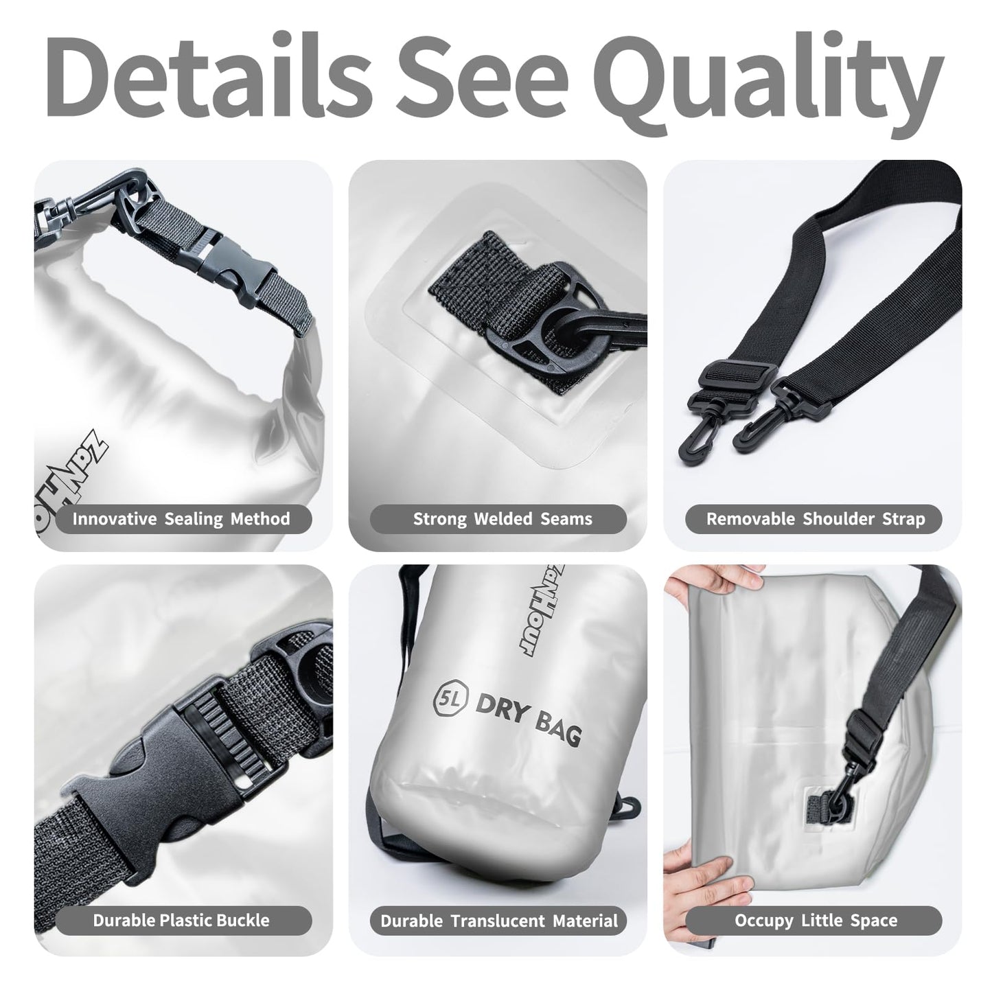 Zanhour Waterproof Dry Bag - Roll Top Transparent Storage Bag,2L/5L/10L/20L,Suitable for Traveling, Swimming, Kayaking, Camping, Fishing, Rainy Day Trips