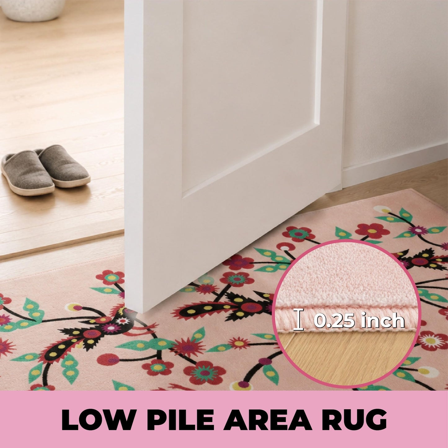 Jianhua Goddess 2x3 Entry Rug, Magpies Pattern Series Inspired by Ku Shulan Paper-Cut, Machine Washable Indoor Floral Folk Art Accent Rug with Non-Slip Backing for Entryway, Bedside, Studio
