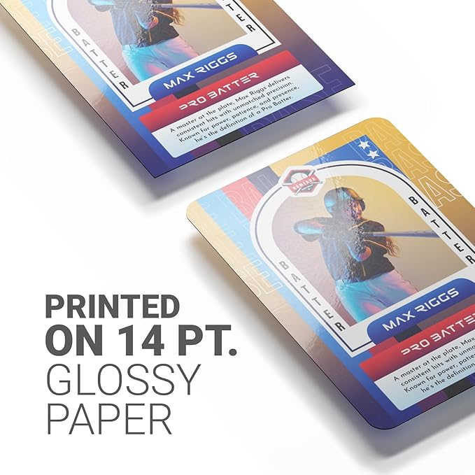 GotPrint Custom Collectors Cards | Add Your Photo Name Stats or Text | Personalized Design | Sports Teams | Baseball | Gaming | Gifts for Kids and Family Rounded Rectangle 2.5” x 3.5” 50 Qty