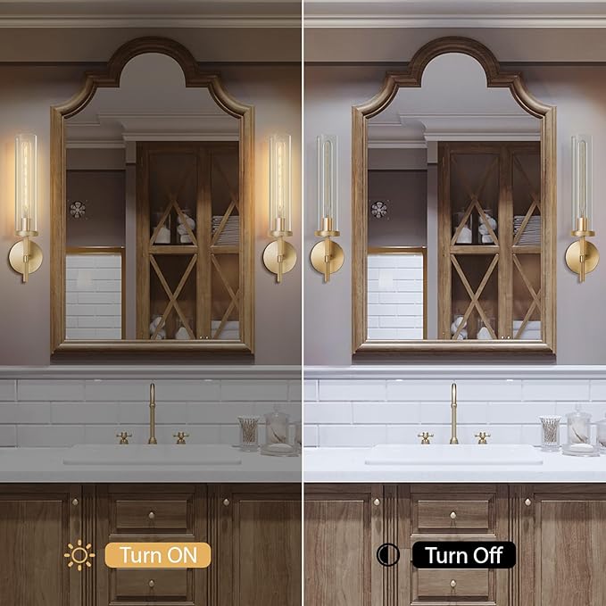 Gold Wall Sconces,19.48" Knurled Wall Sconces, Modern Light Fixtures Wall Lights for Living Room