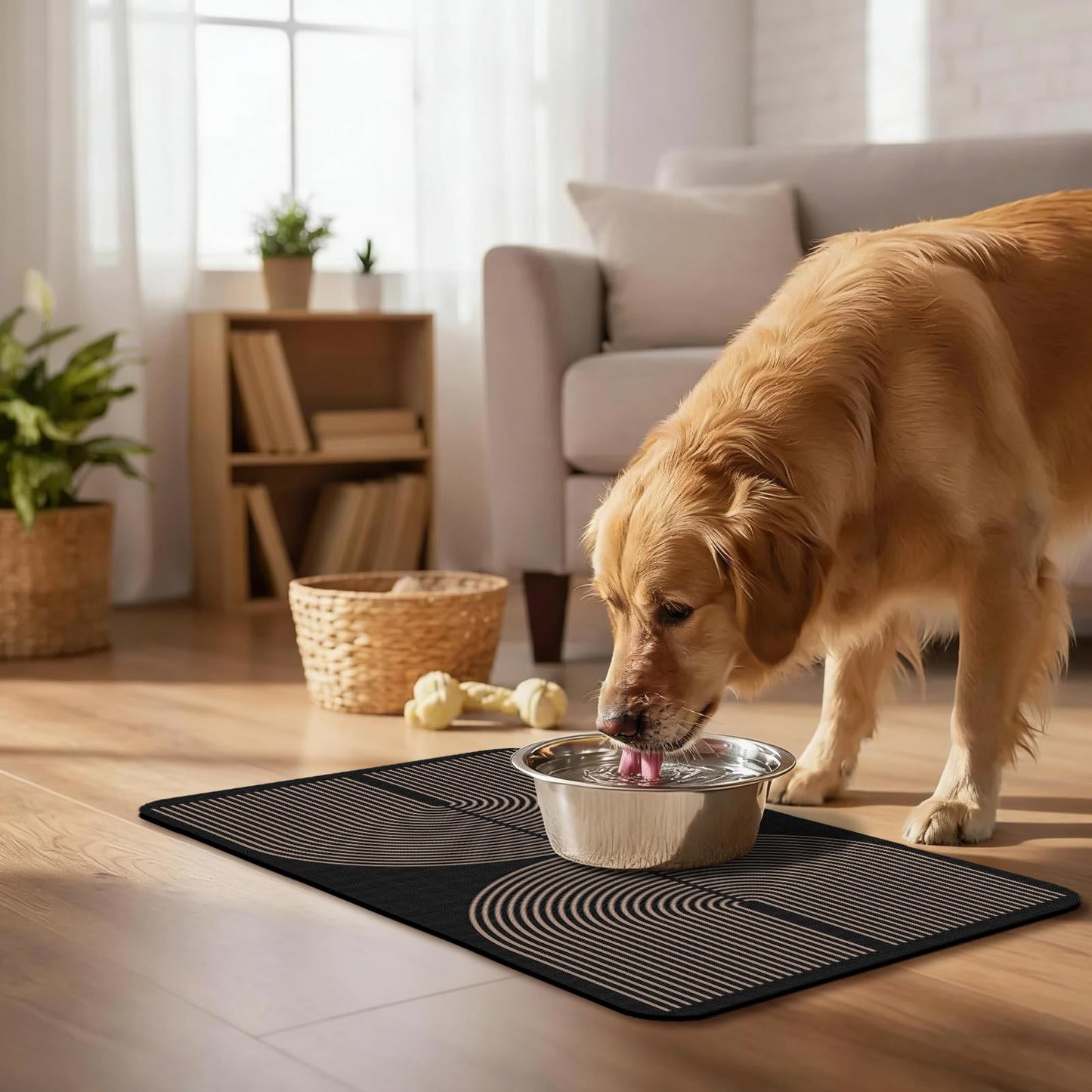 Dog Food Mat, Absorbent Waterproof Non-Slip Pet Cat Bowl Feeding Mat for Food & Water Pet Supplies 16 * 24"