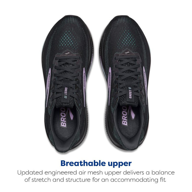 Brooks Women’s Ghost 17 Neutral Running Shoe - Grey/Clearwater/Purple - 8 Wide