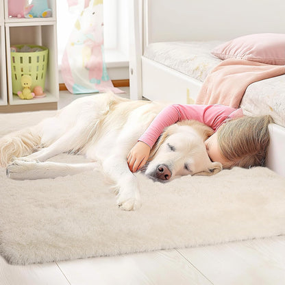 Sour Lemon 10x14 Area Rugs for Bedroom, Fluffy Rugs for Living Room, Large Area Rug Shag Shaggy Carpet Soft Plush Furry Bedside Rug, Machine Washable Area Rugs for Kids Girls Boys Home Decor Anti Slip