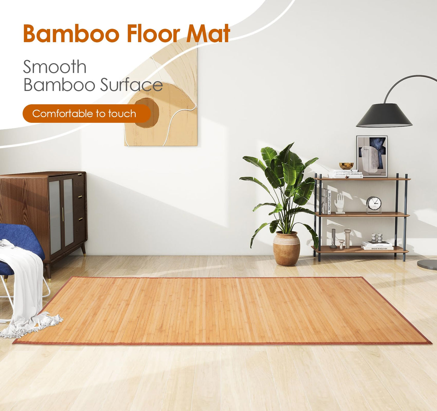 Nisorpa Natural Bamboo Area Rug 29.5x79 Inches Large Bathroom Mat Kitchen Floor Runner Easy Cleaning Matting Carpet for Bedroom Living Room