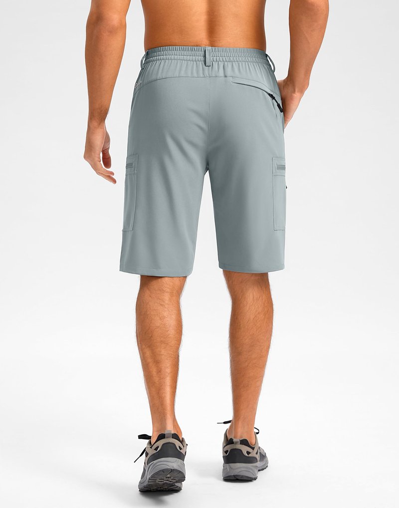 Pudolla Men's Hiking Shorts 11" Lightweight Cargo Work Shorts for Men Summer Travel Golf Casual Outdoor with 5 Pockets(Light Grey Medium)