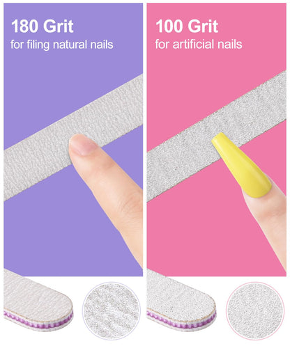 MORGLES Nail File and Buffer Blocks with Nail Care Kit, 13 Pcs Manicure Kit for Women with Milk and Honey Cuticle Oil and Cuticle Trimmer Set