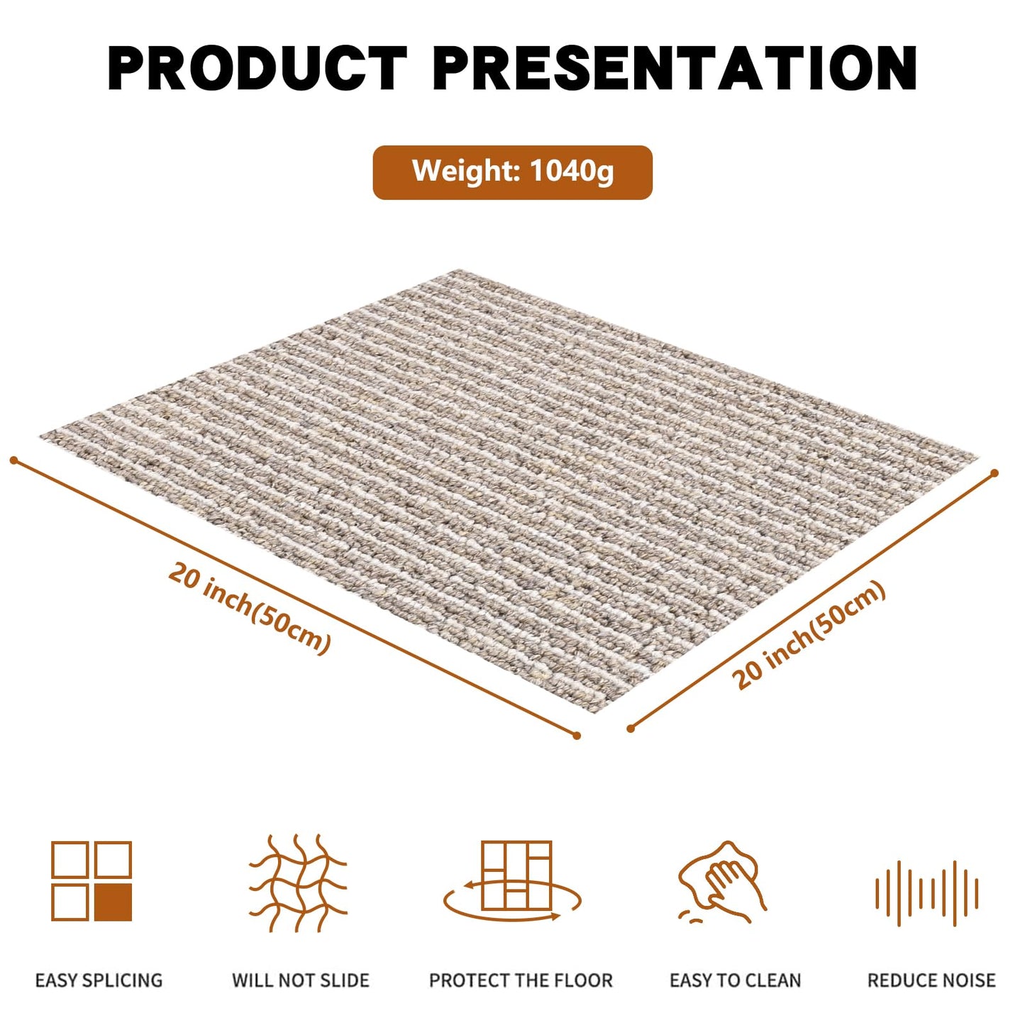 16-Pack 20"x20" Interlocking Carpet Tiles, Non-Adhesive Soft Padded Floor Mat Squares with Seamless Look, for Home Gym Office Indoor Outdoor Use (43 Sq Ft) (Aviv21911)
