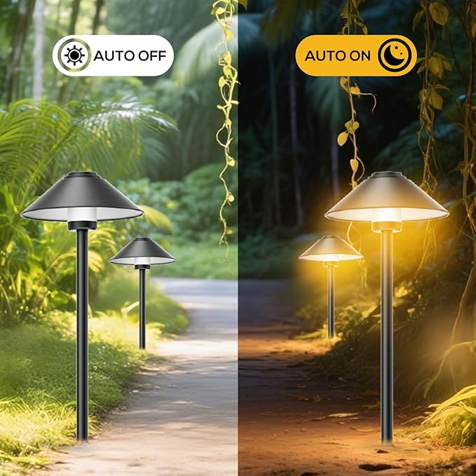 Banord Outdoor Landscape Path Lights, 4 Pack LED Pathway Lights, Low Voltage Garden Lighting Wired with IP65 Waterproof for Walkway Yard Garden