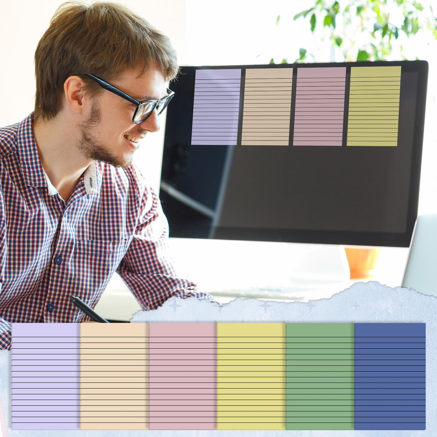 Yinder 6 Pack 180 Sheets Pastel Transparent Sticky Notes Translucent Clear Lined Self Sticky Note, Back to School Gifts for Bible Tabs, Book Tabs, School Supplies, Office, 4 x 6 Inch (Light Color)