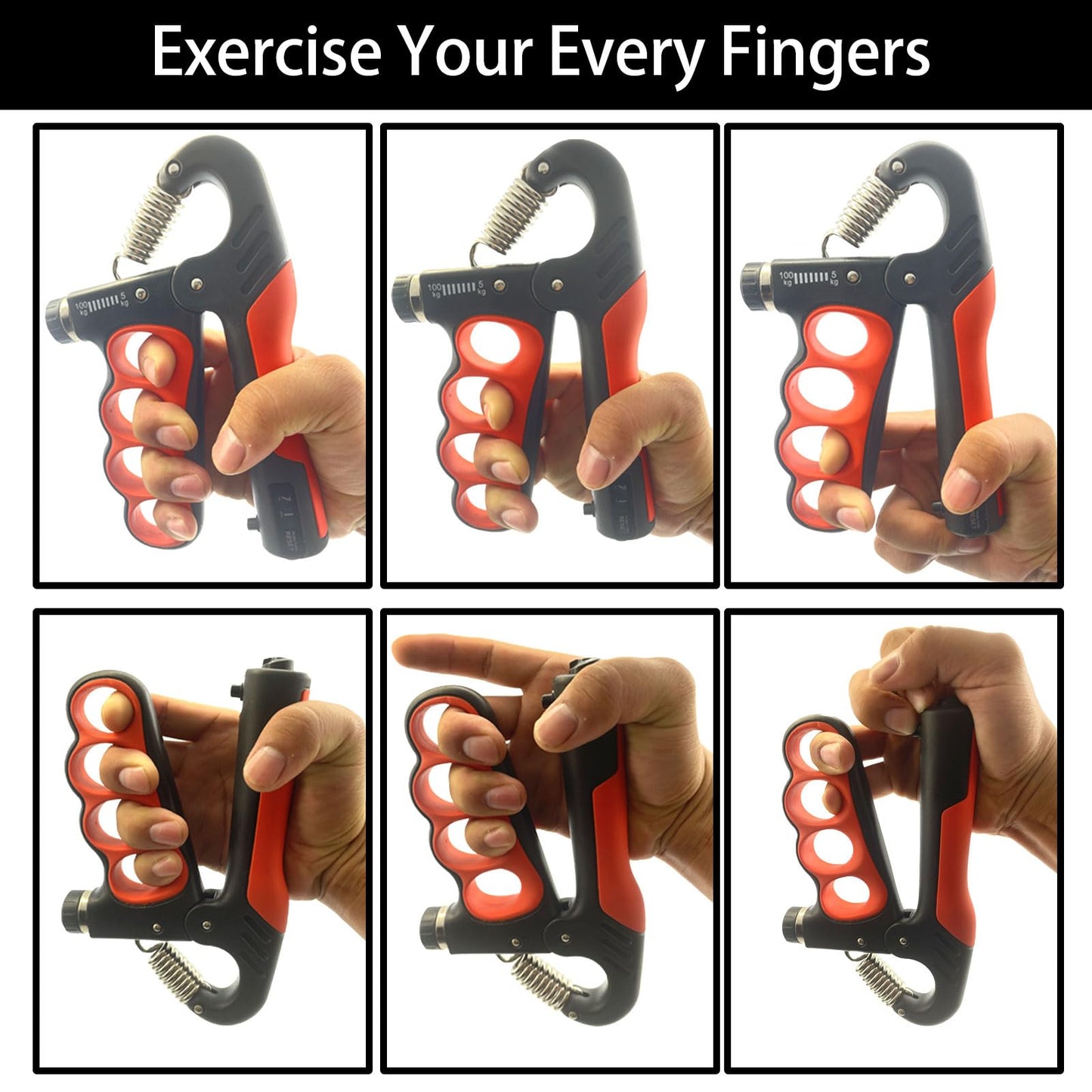 Hautrely 2PACK Grip Strength Trainer, 5-100KG (11-220 LB) Adjustable Resistance Forearm Hand Gripper Strengthener with Counter, Hand Wrist Exercise Workout Equipment for Home/Office Gym (Red)