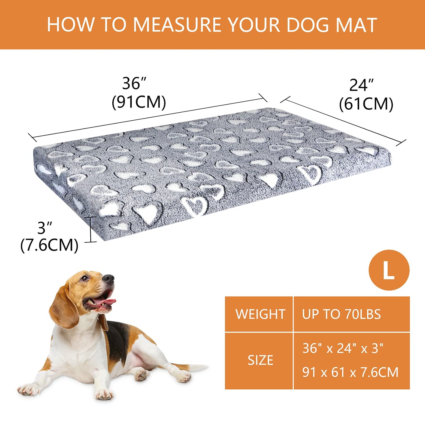VANKEAN Dog Crate Mat - Reversible Cool & Warm Stylish Bed, Waterproof & Machine Washable, Supports Small to XXL Dogs, Grey