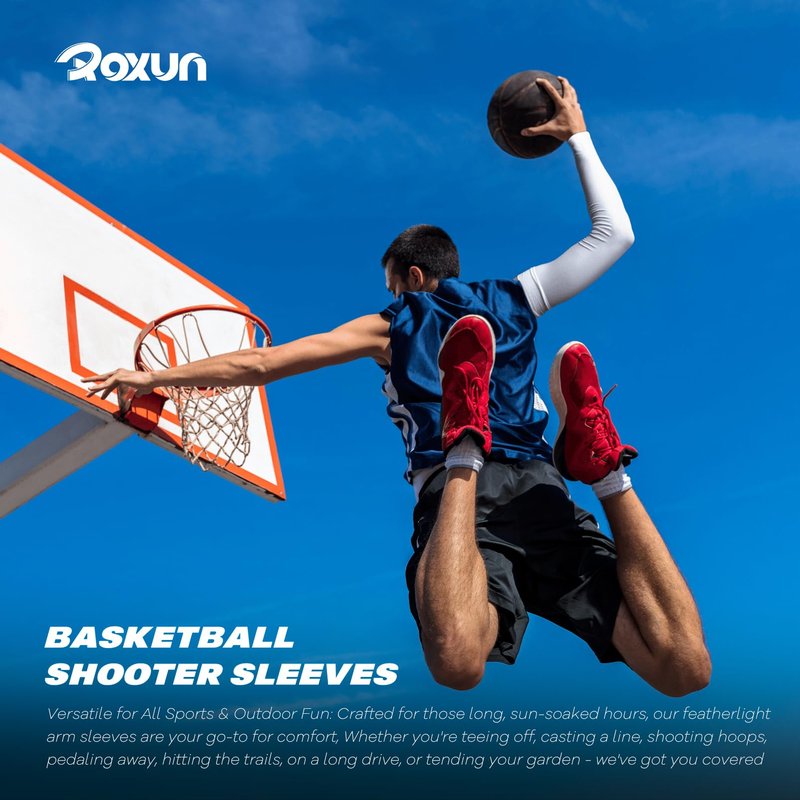 ROXUN 2 Pairs Arm Sleeves, Cooling UV Sun Protection Sports Compression for Men/Women Black+Green