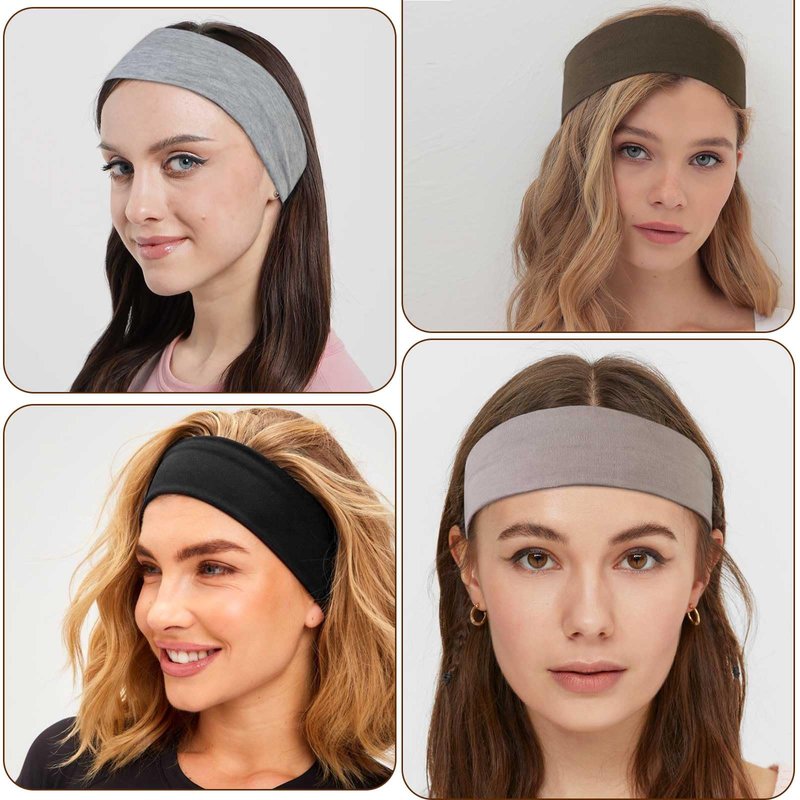FOWSRHRG 9 Pack Headbands for Women, Non Slip Workout Head Bands for Women's Hair, Sweat Headbands Stretchy Headbands for Yoga