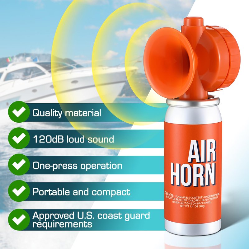 ElectricWise 1 Pack Air Horn 1.4oz, 122dB Loud Air Horns for Safety, Heard Up to 1/2 Mile Away, Small Boat Marine Horn Can, Meet US Coast Guard, Emergency Use for Marine Boating