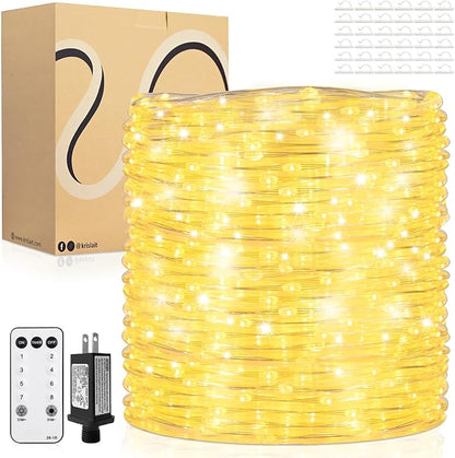 Rope Lights Outdoor, 118ft 480 LED Outdoor Rope Lights Plug in, Waterproof Tube Light for Garden, Tree, RV, Patio, Holiday Decoration, Party, Christmas (Warm White)