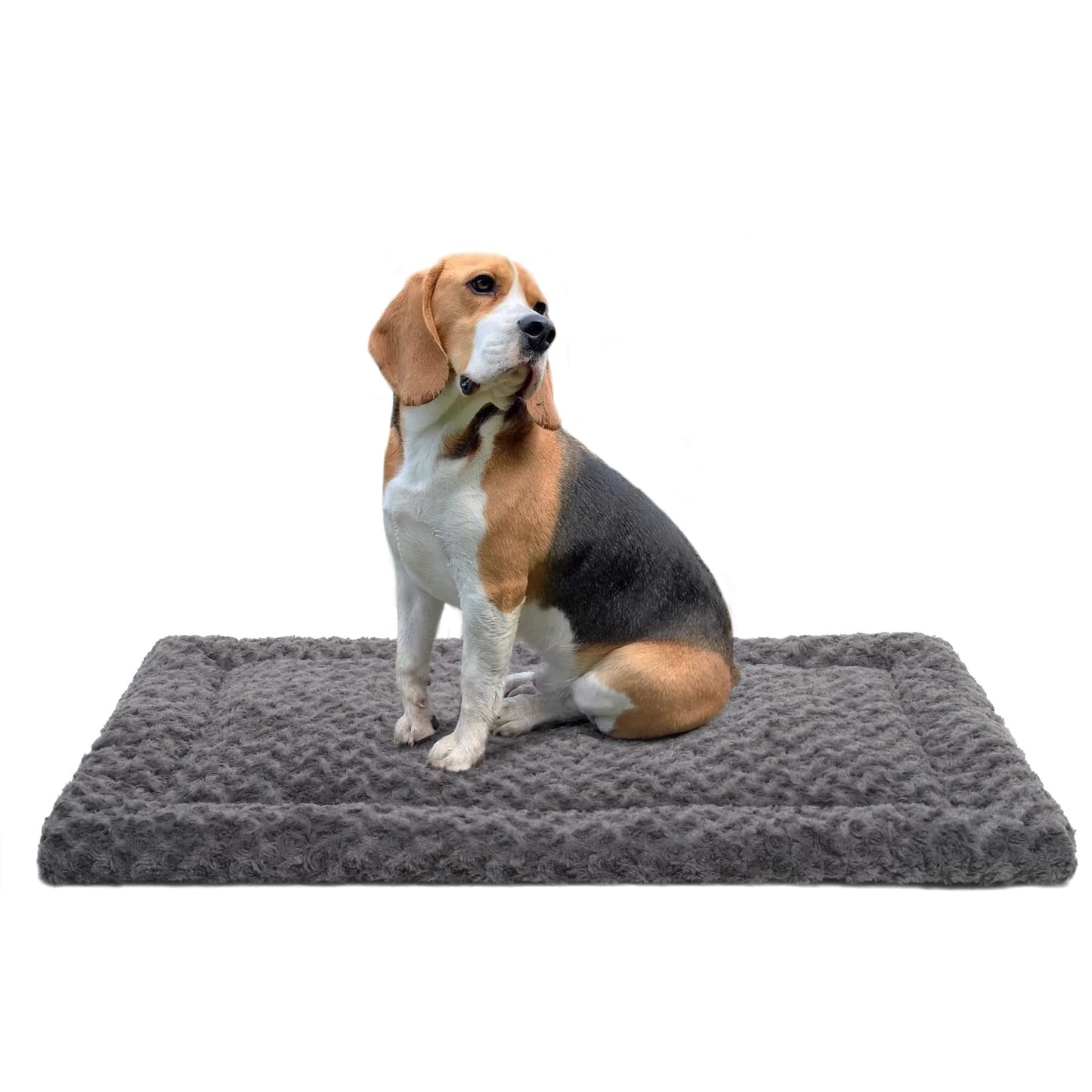 Washable Dog Bed Mat Ultra Soft Dog Crate Pad Comfy Fluffy Pet Kennel Beds Sleeping Mattress for Large Jumbo Medium Small Dogs, 36 x 23 Inch, Gray