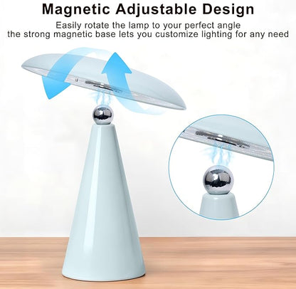 Mushroom Lamp Mid Century Modern Table Lamp, LED Cordless Rechargeable Bedside Light, Dimmable Touch 3-Color Temp, Retro Small Lamp for Bedroom, Living Room，Aesthetic Decor (Green)