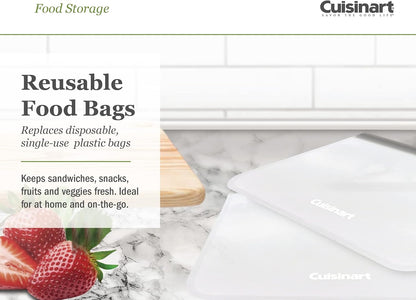 Cuisinart Reusable Food Storage Bags, 12 Pack Gray - Resealable Bags for Food, Leftovers, & Snacks to Store, Freeze or Refrigerate - BPA Free Flat Freezer Bags - Includes Small, Medium & Large