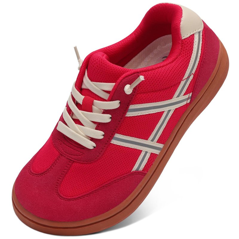 LeIsfIt Women's Wide Barefoot Walking Shoes Slip-on Casual Tennis Shoes Non-Slip Zero Drop Comfort Sneakers Red Size 8