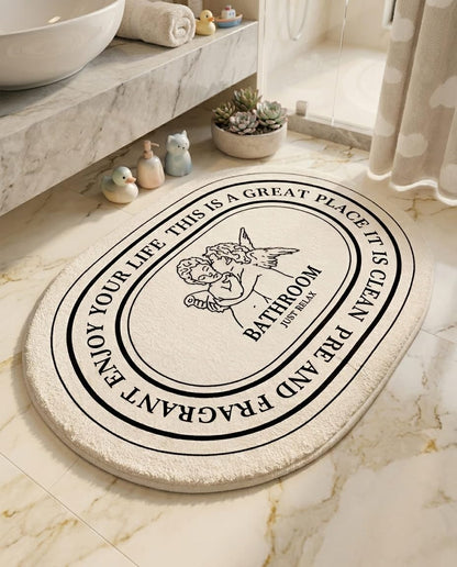 Angel Bathroom Rug 20x32inch, Cute Angel Bath Mat Super Soft and Plush, Non-Slip and Absorbent Cherub Bath Mat, Aesthetic Decor Rugs for Bathroom Shower Toilet Tub Bathmat Carpets Machine Washable