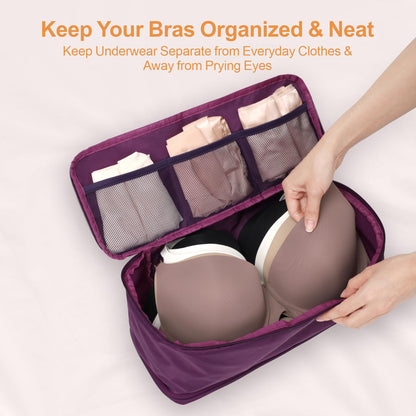 Cambond Travel Underwear Organizer Bag - 4-in-1 Lightweight Double Layer Bra Underwear Travel Bag Organizer, Portable Expandable Compression Packing Organizer, Packing Cubes for Women