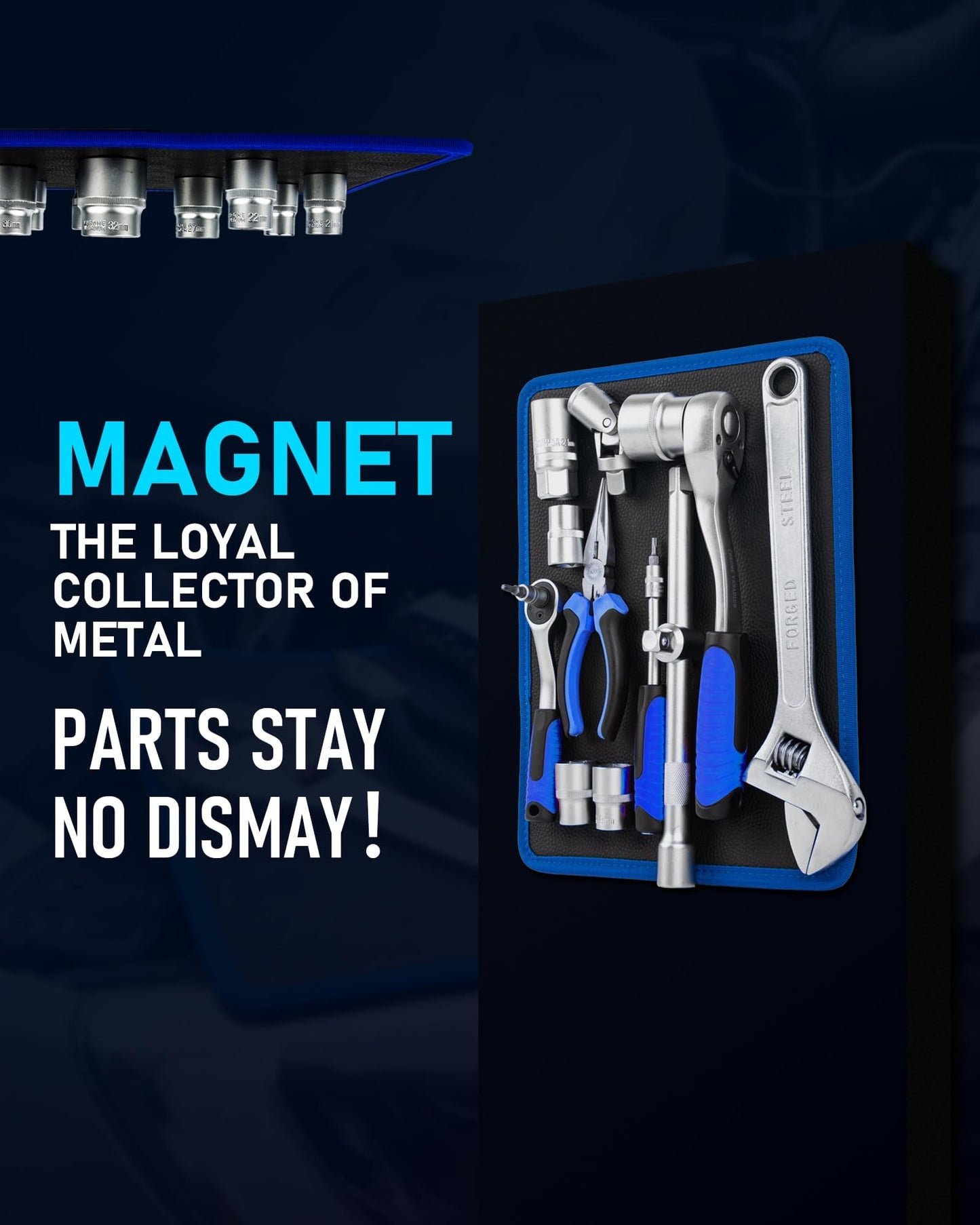 HIPULX Magnetic Tool Mat - 40 LBS Heavy Duty Magnetic Parts Holder with PVC Protection Layer, 12-5/8" x 9-5/8" Non-Slip Tool Organizer for Garage, Workshop & Auto Repair