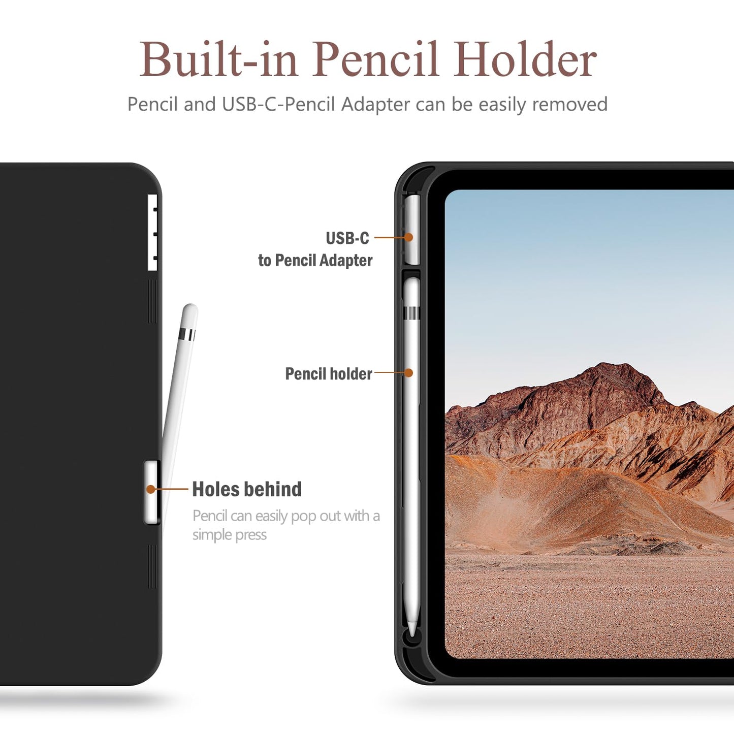 Antbox Case for iPad (A16) 11th (11'')/ 10th Generation (10.9'') High Grade Skin-Touch Vegan Leather with Built-in Pencil Holder Auto Sleep/Wake Function (Tan)