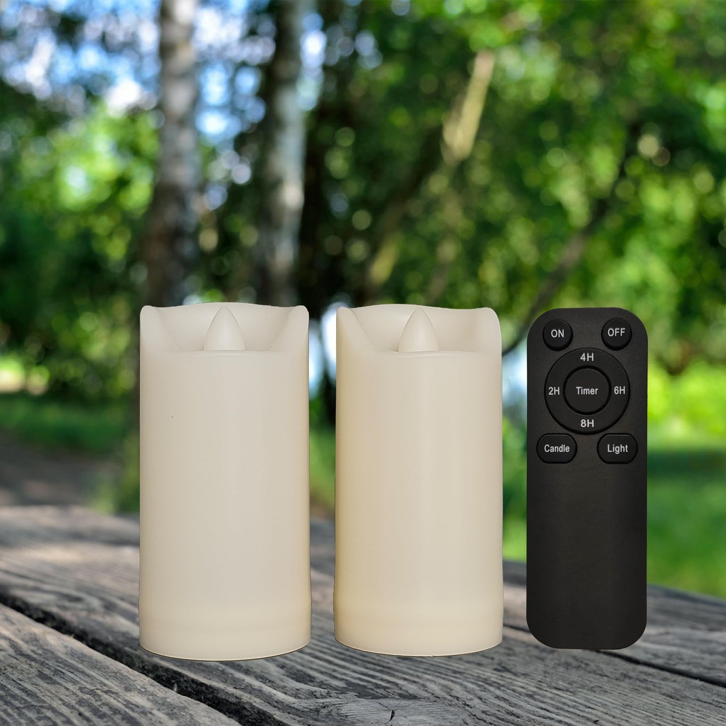 iZAN 2 Pack Flameless Battery Operated LED Pillar Candles with Remote Outdoor Waterproof Flickering Decorative Lights for Halloween Christmas Home Kitchen Décor Wedding Party Event Decorations 2”x4”