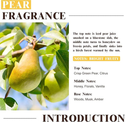 EUQEE Pear Fragrance Oil, Premium Fragrance Essential Oil 2.02 Fl oz for Soap Candle Making, Diffusers, Aromatherapy (60ml)