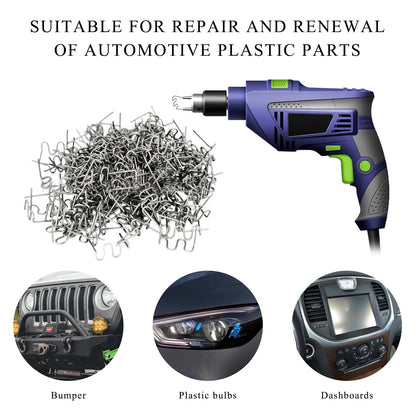 Gasedin 1000 PCS Hot Staples Bumper Welding Rods, 0.6mm 0.8mm Bumper Repairing Plastic Welding Kit, Metal Wave Shape Hot Staple Welding Wire for Machine Repair, Car Accessories