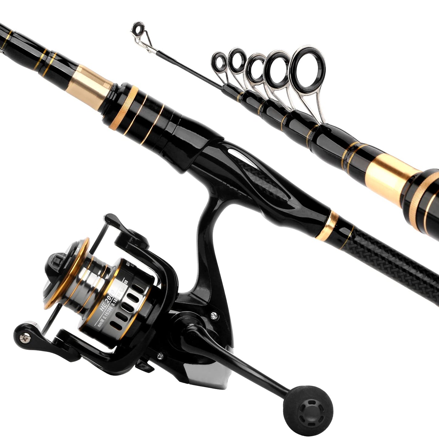 Carbon Fiber Telescopic Fishing Rod Reel Combo for Freshwater Saltwater Lightweight Collapsible Spinning Pole Reel Kit Fishing Gear Set with Compact Travel Tackle Bag Lure Hook Fishermen Gift
